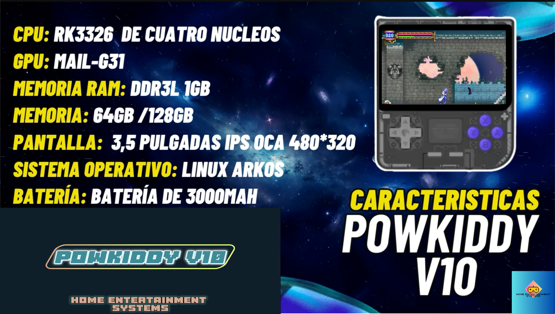 Retro Videoconsola Portátil PowKiddy v10 - Regalo Ideal con Más de 300 Videojuegos, Compatible con PlayStation, Nintendo 64, Sega, NeoGeo y Más!!!